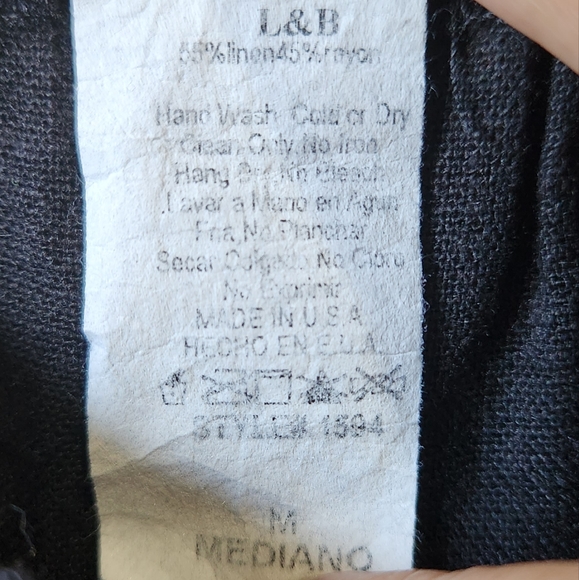 L & B women's black tiered ruffled crochet wide leg cropped pants women's size M - Picture 9 of 9